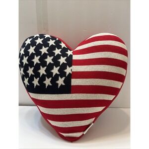 Storehouse Throw Pillow American Flag Heart Cotton 16x16x5" Americana